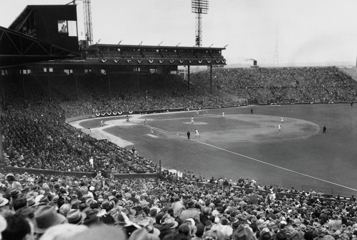 #42 Baseball fans at Braves’ Field during the Boston Braves vs Cleveland Indians game for the 1948 World Series Tournament, 1948.