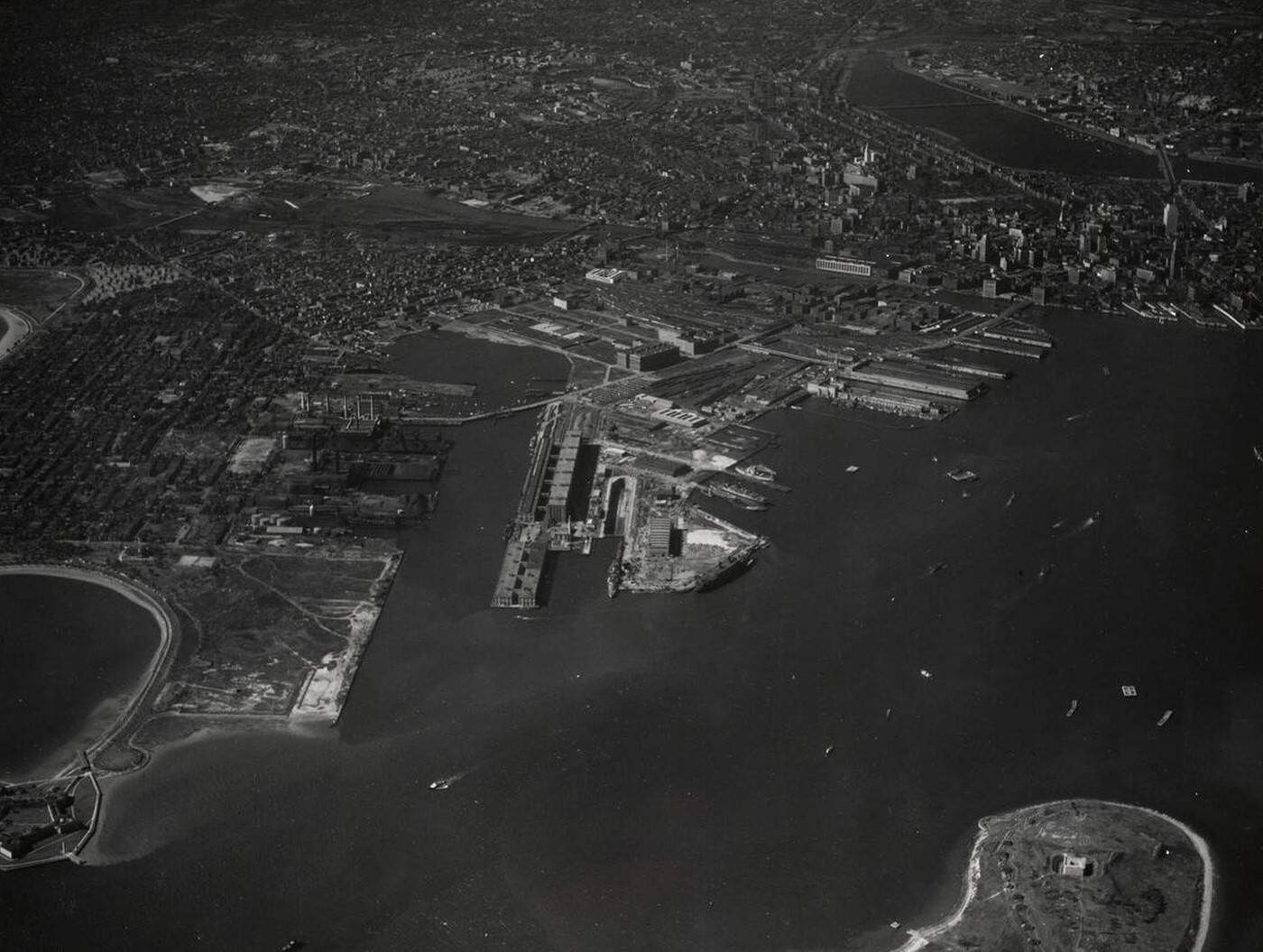 #60 View from East at 5,000 Feet, Navy Yard Annex, South Boston, 1940s.
