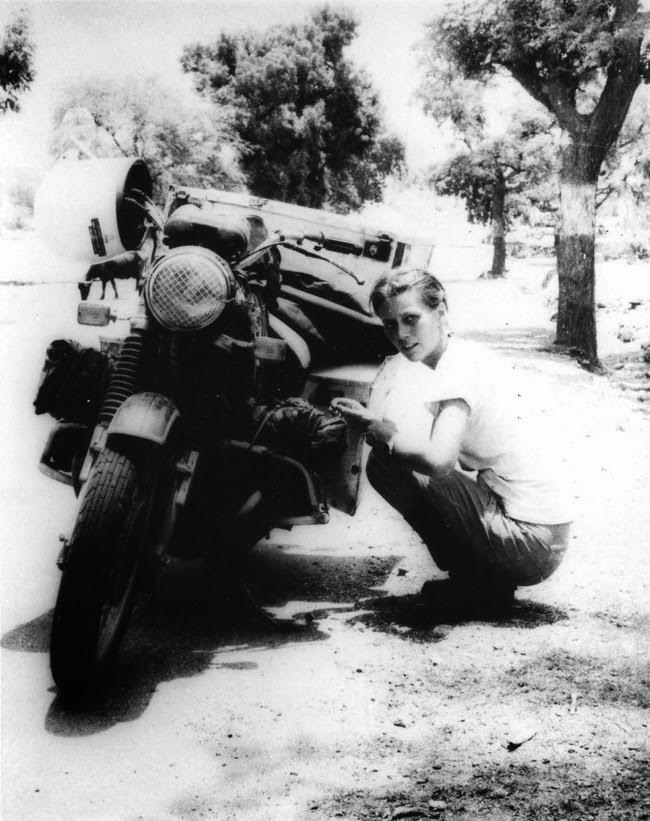 #22 Elspeth Beard during her attempt to become the first Englishwoman to circumnavigate the world by motorcycle, 1980s.
