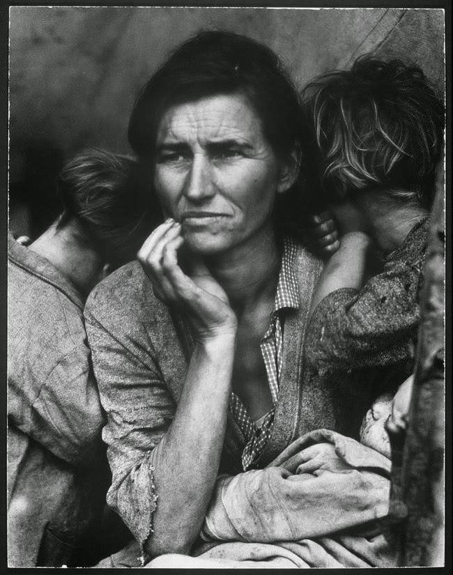 #33 The iconic photo of a concerned pea-picker and mother of seven children during the Dust Bowl, 1936.