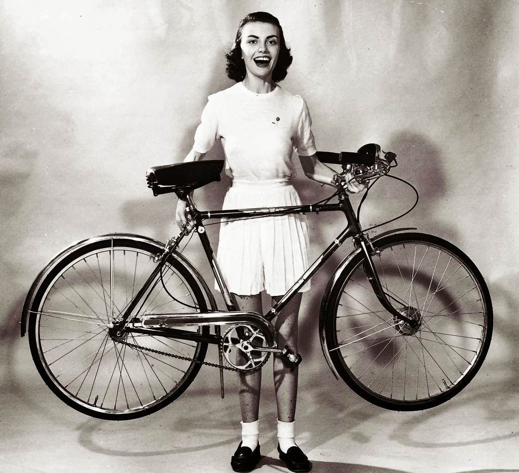 An American-made lightweight bicycle is advertised as the answer to the ever-growing demand for a “racer” or “touring” two-wheeler, 1953.