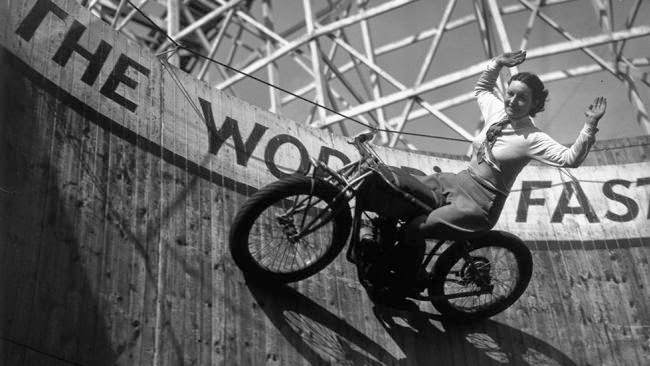 #2 Dixie riding on the wall of death at Southend, 1938.
