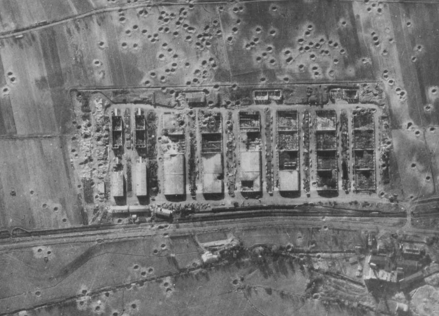 #59 The Bettenhausen ordnance depot at Kassel, Germany, after 8th Air Force heavies attacked, 1944.
