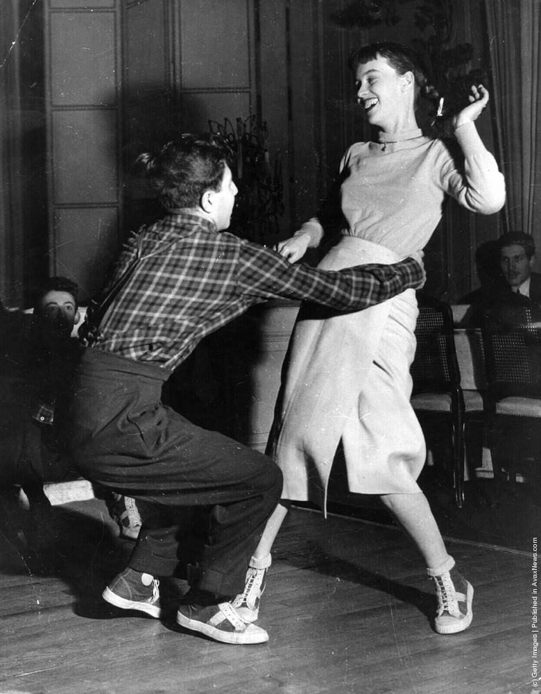 #24 French university students dance the jitterbug in Paris, 1949.