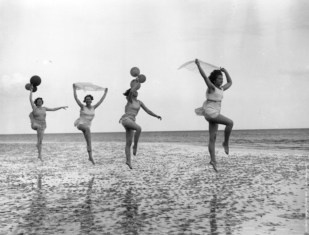 #7 Dancing school pupils practice en plein air at Worthing in East Sussex, 1933.