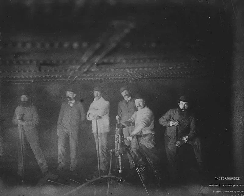 Working inside a caisson.