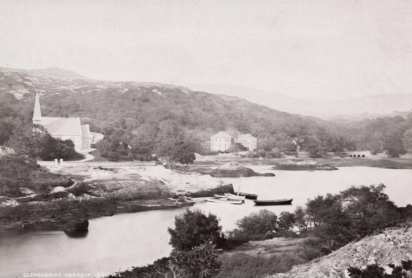#44 Boats in the water, Glengarriff harbour, Co. Cork, Ireland, 1800s.