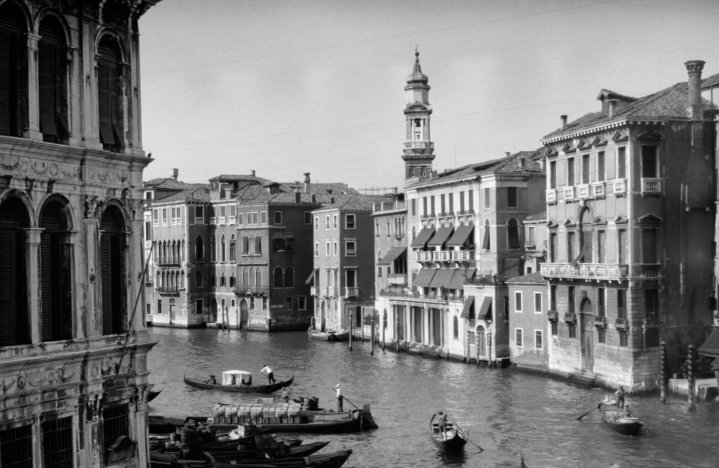#110 Grand Canal from Rialto Bridge, Venice, Italy, 1920s.