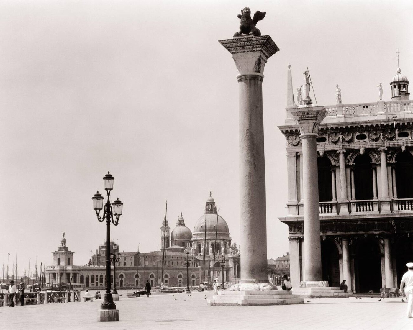 #118 Winged Lion of St. Mark Piazza San Marco Looking toward Santa Marie Della Salute Venice Italy, 1920s.