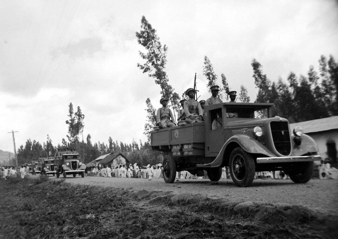#47 Members of Abyssinia army in their armoured trucks during the war with Italy, 1935.