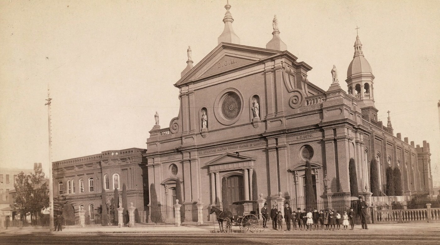 #9 This is the Cathedral of St. Vibiana in 1895. Located in Downtown Los Angeles, the cathedral was the seat of the Los Angeles bishop for over 100 years. It is now an event space.