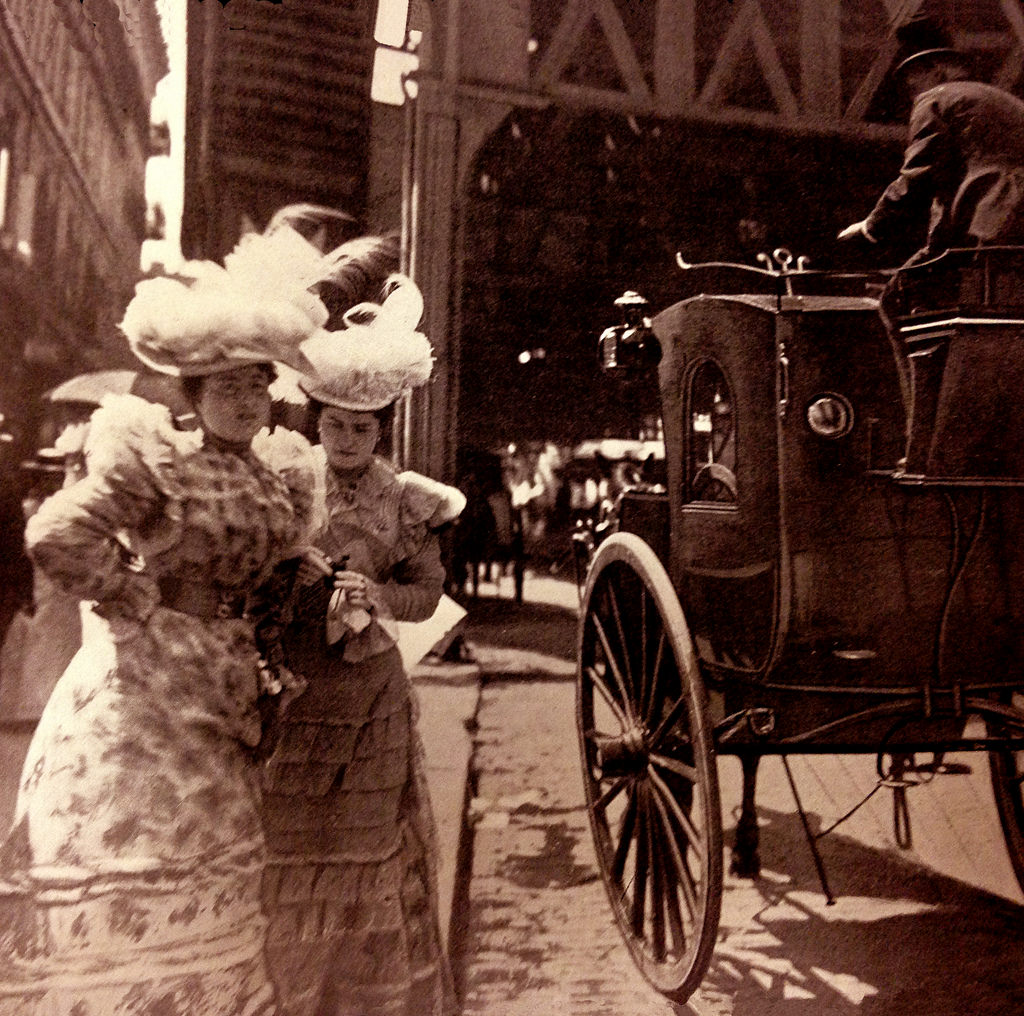 #17 Girls settling with the cabby, 1895