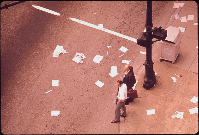#3 Magazines And Newspapers Litter The Intersection Of Sixth & Broadway After Debris Was Spilled From A Passing Truck, September 1972