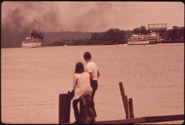 #52 Paddlewheel Steamboats Seen From Banks Of Ohio River, May 1972