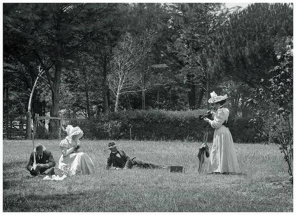 An Australian pioneering family, dressed in their ‘Sunday Best’, take time out for a small group photograph.