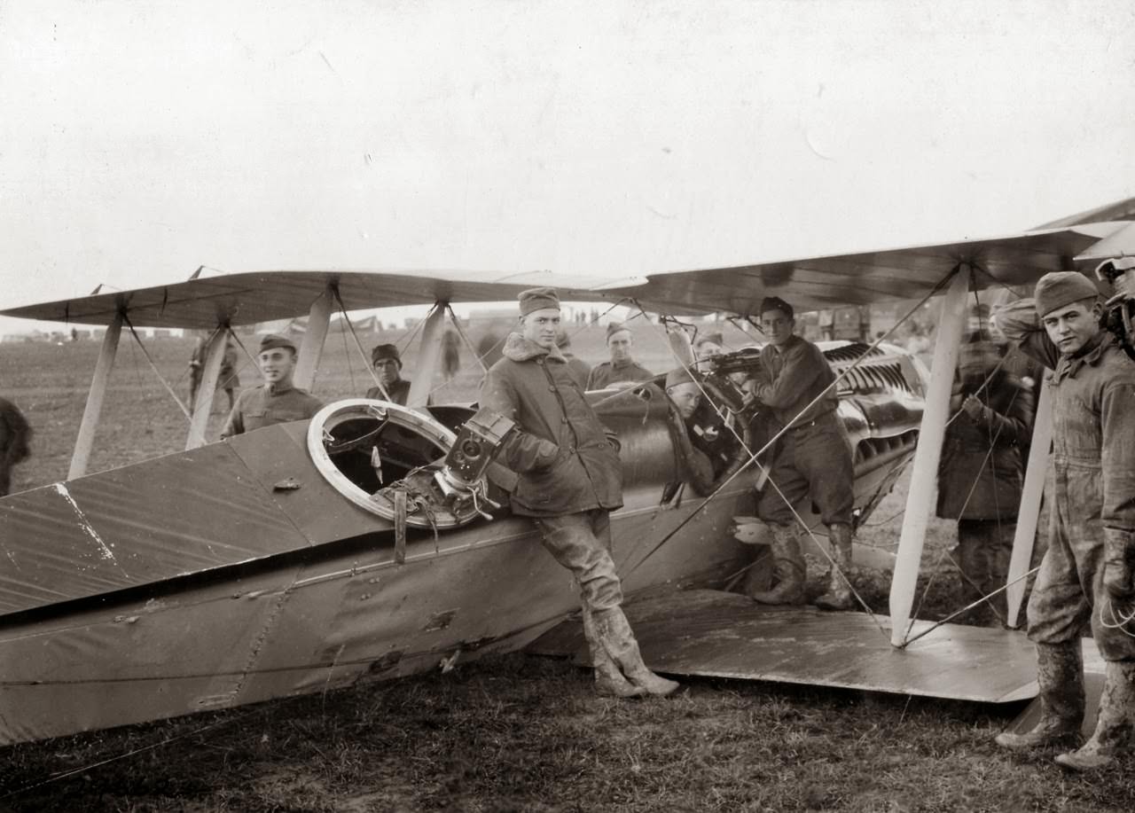 Wreck of a Liberty plane which was smashed in the get-away, showing the movie camera attached to the observer’s set, Rembercourt, Meurthe et Moselle, Fr.