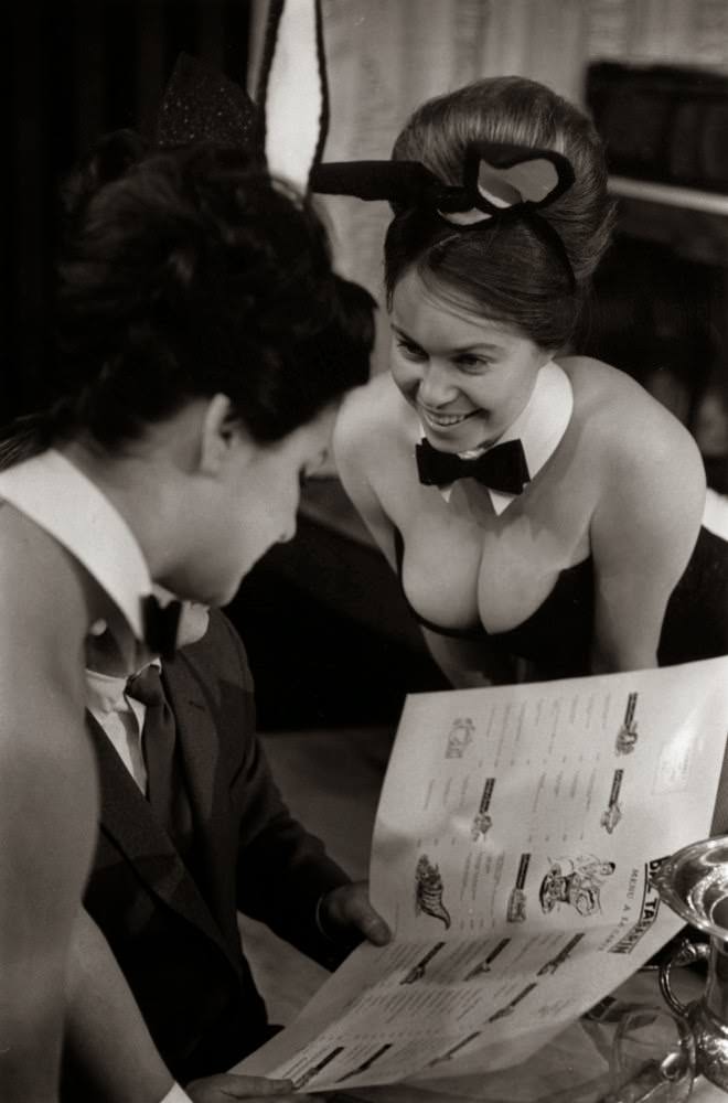 Bunny Girls taking an order in a club restaurant, 1963.