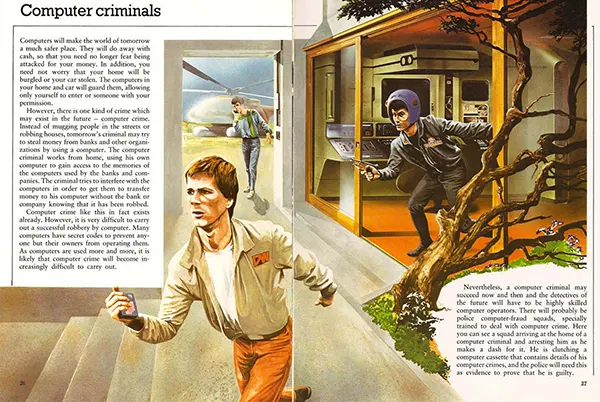 #23 An illustration from World of Tomorrow — School, Work and Play (1981), showing future technology in everyday life.