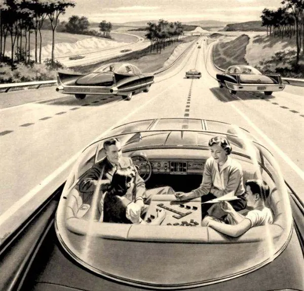 #5 A late 1950s illustration of a self-driving car.