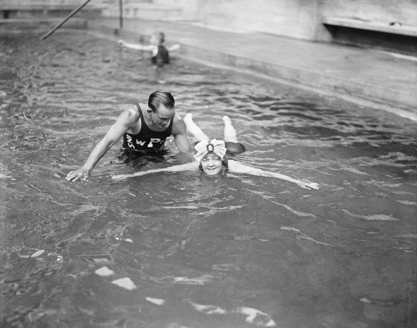 #16 Learning to swim at the Wardman Park Hotel, Washington DC, 1922.