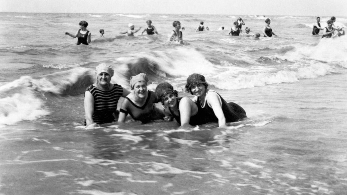 #24 Bathing women at the beach of Noordwijk an Zee, Holland, 1920.