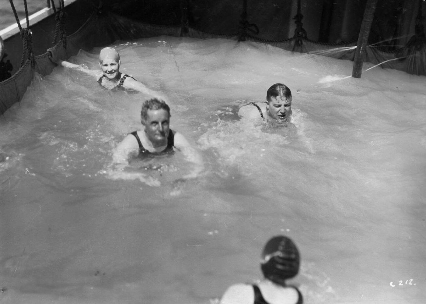 #25 Passengers in the swimming pool on board a cruise ship, 1920s-1930s.