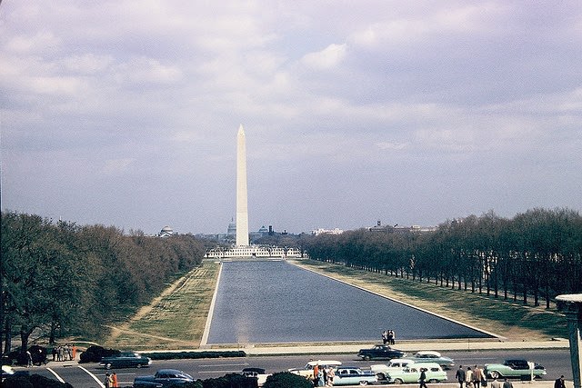 Washington Monument and Reflecting Pool, from steps of Lincoln Memorial.