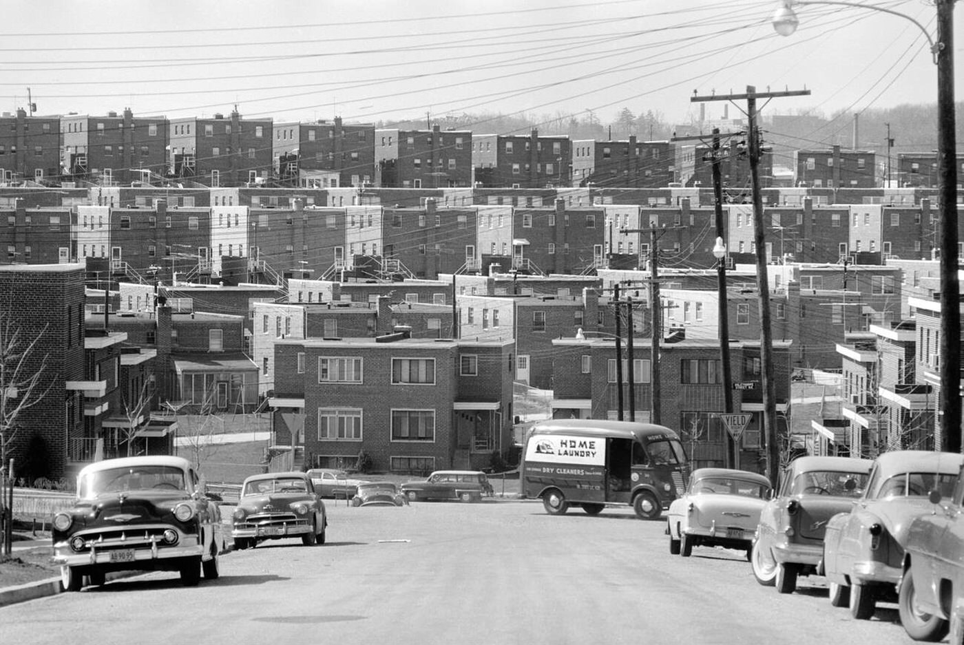 Rows of Residential Houses and Street Scene, Washington, D.C., 1956.