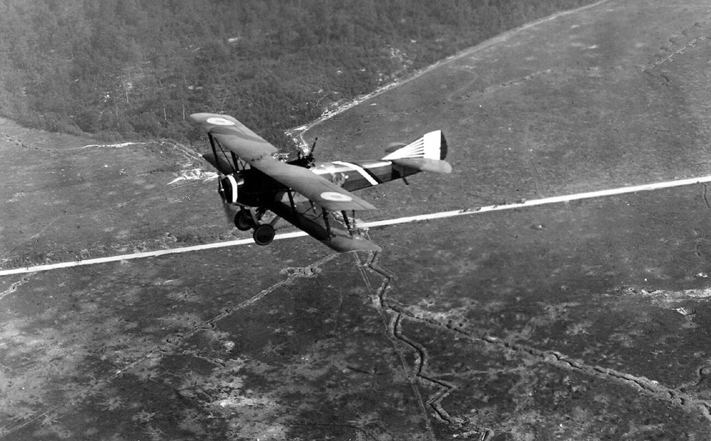 Flying French over Zig zag Trenches, 1918.